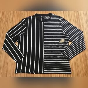 Black and White Striped Women's Top